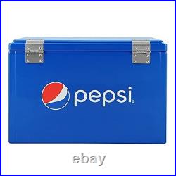 Pepsi 21-Quart Steel Cooler, Portable Ice Chest, Hard-Sided Metal with Bottle Open