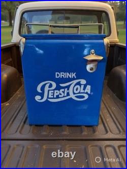 Pepsi-Cola Blue Metal Cooler Ice Chest 1950s Inspired Reproduction