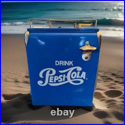 Pepsi-Cola Blue Metal Cooler Ice Chest 1950s Inspired Reproduction