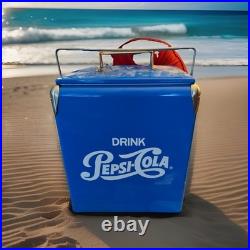 Pepsi-Cola Blue Metal Cooler Ice Chest 1950s Inspired Reproduction