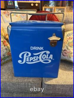 Pepsi-Cola Blue Metal Cooler Ice Chest 1950s Inspired Reproduction