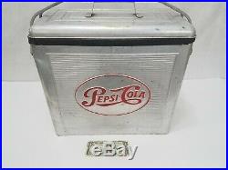 Pepsi Cola Vintage 1950's Metal Aluminum Drink Cooler Ice Chest Retro Silver