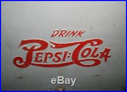Pepsi Cola vintage Large Grey withRed Letters Metal Ice Box Cooler18x 18x 12