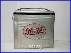 Pepsi Vintage 1950's Metal Aluminum Cooler Ice Chest Retro Silver VERY RARE