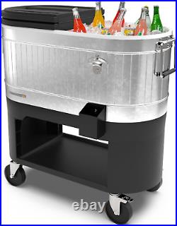 Permasteel 120-Qt Rolling Ice Chest, Portable Patio Party Bar Drink Cooler Cart