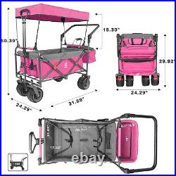 Pink Heavy Duty Collapsible Wagon Cart Cooler Bag Outdoor Folding Utility