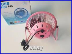 Pink Metal Mini USB Cooling Fans Portable PC Desktop Table Silent Air Cooler