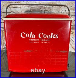 Poloron COLA COOLER Metal Ice Chest Fiberglass Insulated Can Opener RUST FREE