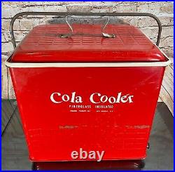 Poloron COLA COOLER Metal Ice Chest Fiberglass Insulated Can Opener RUST FREE