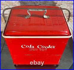 Poloron COLA COOLER Metal Ice Chest Fiberglass Insulated Can Opener RUST FREE