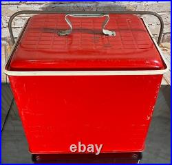 Poloron COLA COOLER Metal Ice Chest Fiberglass Insulated Can Opener RUST FREE