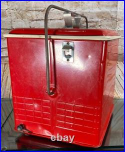 Poloron COLA COOLER Metal Ice Chest Fiberglass Insulated Can Opener RUST FREE
