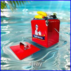 Popular Red Metal Ice Chest Box Yakimoto 14QT Cooler for Patry BBQs RV Outdoor