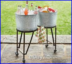 Pottery Barn Galvanized Metal Double Drink Cooler with Rolling Stand