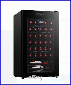 Premium 34-Bottle Wine Cooler Chiller LED Display Glass Door Touch Control Black