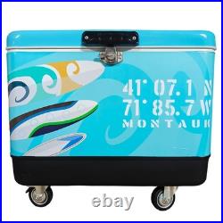 Premium 54Qt Rolling Cooler Stainless Steel Ice Chest for Camping Picnic BBQs Premium 54Qt Rolling Cooler Stainless Steel Ice Chest for Camping Picnic BBQs
