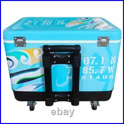 Premium 54Qt Rolling Cooler Stainless Steel Ice Chest for Camping Picnic BBQs