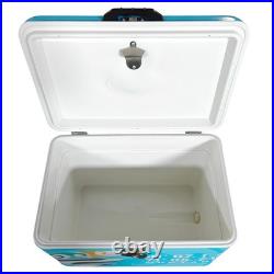 Premium 54Qt Rolling Cooler Stainless Steel Ice Chest for Camping Picnic BBQs