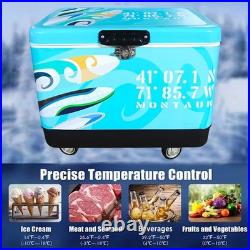 Premium 54Qt Rolling Cooler Stainless Steel Ice Chest for Camping Picnic BBQs