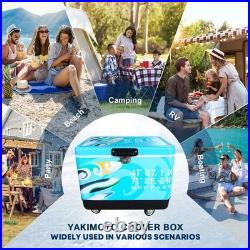 Premium 54Qt Rolling Cooler Stainless Steel Ice Chest for Camping Picnic BBQs