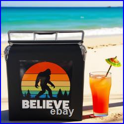 Premium Outdoor Cooler, 14-Quart Portable Model Metal Ice Box, Rare Matte Black