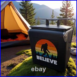 Premium Outdoor Cooler, 14-Quart Portable Model Metal Ice Box, Rare Matte Black