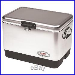 Pro Stainless Steel 54 Quart Steel Belted Cooler Ice Chest Leakproof Drain Plug