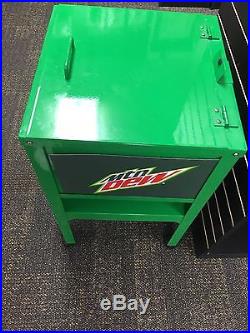 Promotional Mountain Dew Store Display Cooler On Wheels Rare Metal