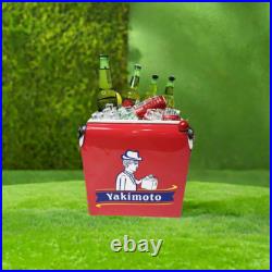Protable Red Metal Ice Chest Box Yakimoto 14QT Cooler for Patry BBQs RV Outdoor