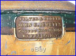 RARE Antique 1869 Jewett's Ice Cold Water Filter & Cooler No. 2 Metal Porcelain