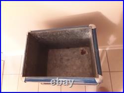 RARE DOUBLE DOT Vintage 1950s Drink Pepsi Cola Blue Metal Ice Cooler Chest