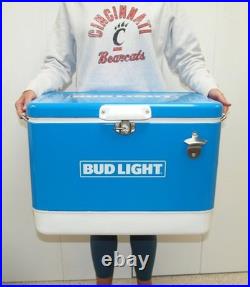 RARE! Nice! Vtg Large BUDWEISER Bud Light Beer METAL COOLER with Bottle Opener