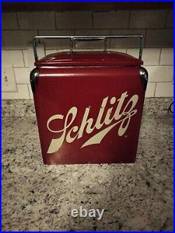 RARE Schlitz Brewing Company Beer Metal Cooler Chest Very Cool