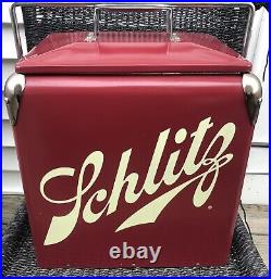 RARE Schlitz Brewing Company Beer Metal Cooler Chest Very Cool FREE SHIPPING