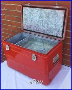 RARE VINTAGE 1940'S RED METAL COOLER With TRAY & SIDE HANDLES NEW PAINT