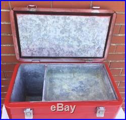 RARE VINTAGE 1940'S RED METAL COOLER With TRAY & SIDE HANDLES NEW PAINT