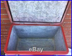 RARE VINTAGE 1940'S RED METAL COOLER With TRAY & SIDE HANDLES NEW PAINT