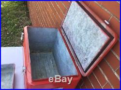 RARE VINTAGE 1940'S RED METAL COOLER With TRAY & SIDE HANDLES NEW PAINT