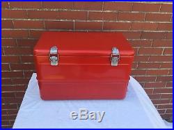 RARE VINTAGE 1940'S RED METAL COOLER With TRAY & SIDE HANDLES NEW PAINT