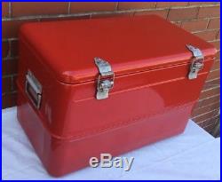 RARE VINTAGE 1940'S RED METAL COOLER With TRAY & SIDE HANDLES NEW PAINT