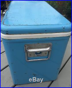 Rare Vintage Baby Blue Diamond Logo Coleman Cooler Ice Box Metal Chest