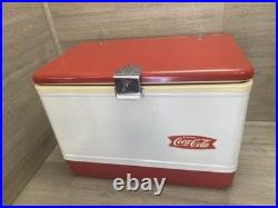 RARE VINTAGE LARGE METAL WHITE RED TRIM COLEMAN COCA-COLA ICE BOX COOLER 22.5in
