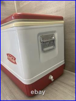 RARE VINTAGE LARGE METAL WHITE RED TRIM COLEMAN COCA-COLA ICE BOX COOLER 22.5in
