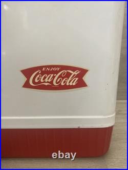 RARE VINTAGE LARGE METAL WHITE RED TRIM COLEMAN COCA-COLA ICE BOX COOLER 22.5in