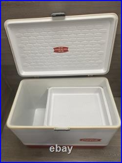 RARE VINTAGE LARGE METAL WHITE RED TRIM COLEMAN COCA-COLA ICE BOX COOLER 22.5in