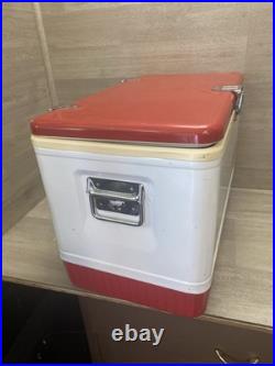 RARE VINTAGE LARGE METAL WHITE RED TRIM COLEMAN COCA-COLA ICE BOX COOLER 22.5in