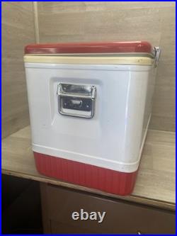 RARE VINTAGE LARGE METAL WHITE RED TRIM COLEMAN COCA-COLA ICE BOX COOLER 22.5in