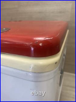 RARE VINTAGE LARGE METAL WHITE RED TRIM COLEMAN COCA-COLA ICE BOX COOLER 22.5in