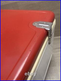 RARE VINTAGE LARGE METAL WHITE RED TRIM COLEMAN COCA-COLA ICE BOX COOLER 22.5in