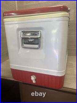 RARE VINTAGE LARGE METAL WHITE RED TRIM COLEMAN COCA-COLA ICE BOX COOLER 22.5in